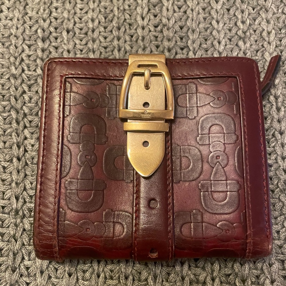 Authentic GUCCI Leather Horsebit Compact Wallet